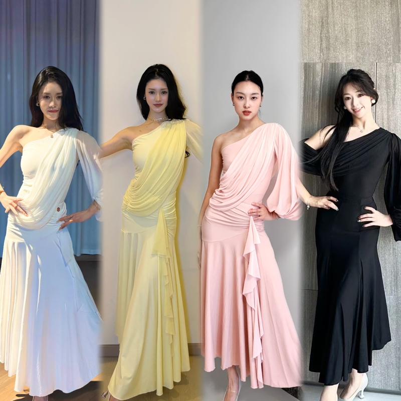 Yixi Dance Clothing Modern Dance Clothing New Practice Clothes Performance Class Clothes Pink Off-Shoulder Lantern Sleeve Top Ruffled Skirt Yixi Dance Clothing Modern Dance Clothing New Practice Clothes Performance Class Clothes Pink Off-Shoulder Lantern Sleeve Top Ruffled Skirt