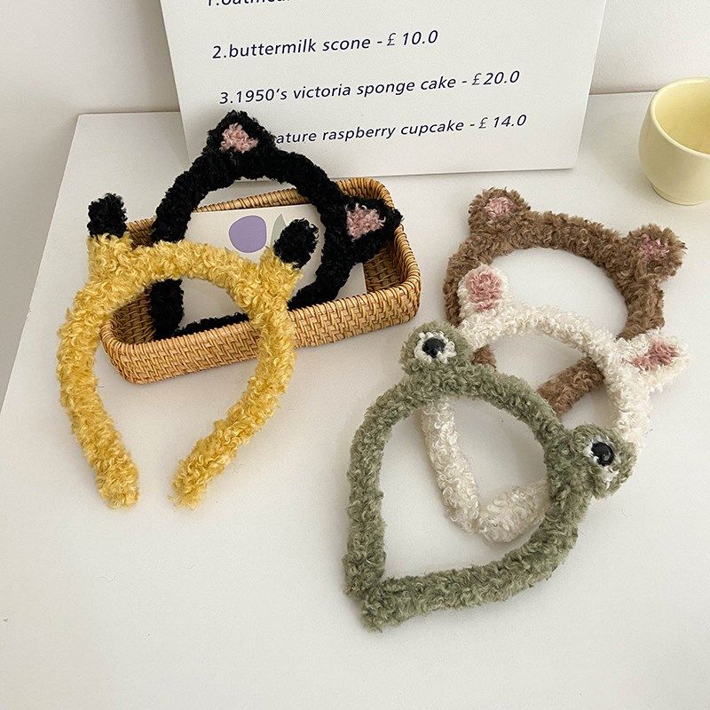Black cute cat ears hairy headwear hairband hairband female face wash net celebrity 2021 new hairpin hairband