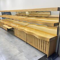 Customized creative Baiguoyuan fruit and vegetable store multi-layer fruit shelves island side cabinet cashier pine wood display manufacturer