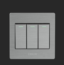 Type 86 wall switch socket stainless steel ultra-thin switch three-position single switch 3 three-open single control switch for home use