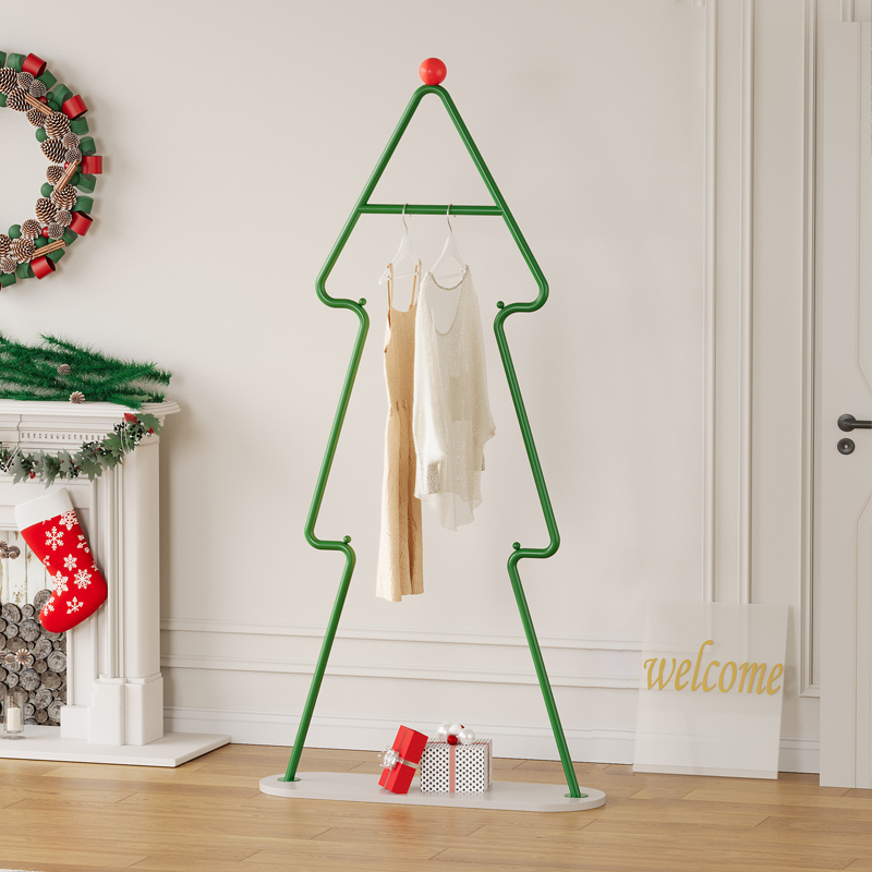 Christmas Tree Coat Rack, Floor-Standing Bedroom Clothes Rack, Space-Saving Iron Art Storage, Simple Home Bedside Shelf