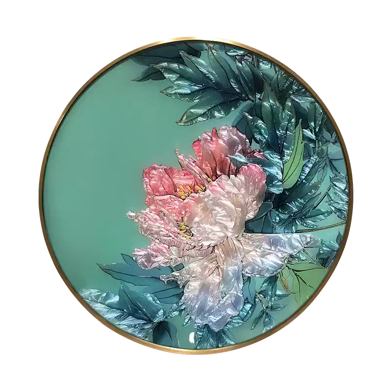 珐琅彩装饰画 手工珐琅彩玄关装饰画简约轻奢走廊门厅挂画高档客餐厅画大业有成