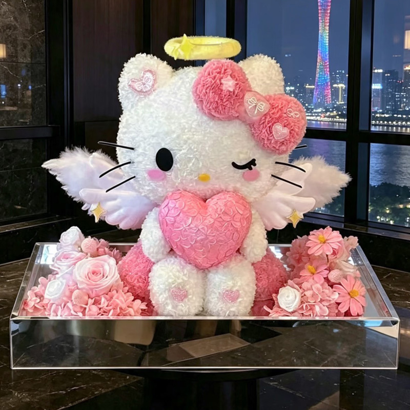 High-End Real Flower Eternal Flower Birthday Gift Angel Wings Hello Kitty Cat Confession Gift Gift Box for Girlfriend High-End Real Flower Eternal Flower Birthday Gift Angel Wings Hello Kitty Cat Confession Gift Gift Box for Girlfriend