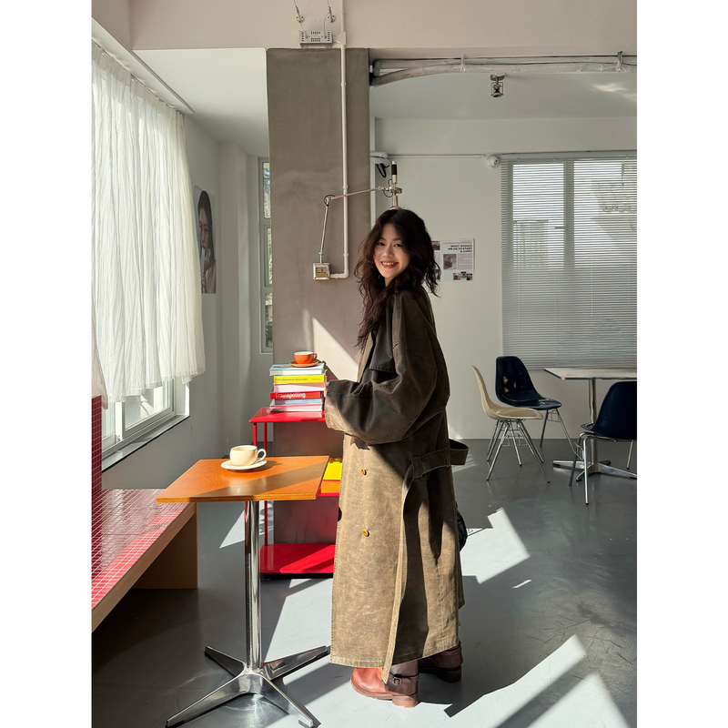 Seyora Siyao's New Spring and Autumn Mid-Length Lace-Up Trench Coat, Slimming and Elegant, Versatile for Everyday Wear for Women