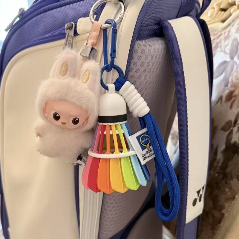 Rainbow Badminton Pendant Sports Accessory 3D Printed Pendant Dopamine Creative Backpack Decoration Keychain