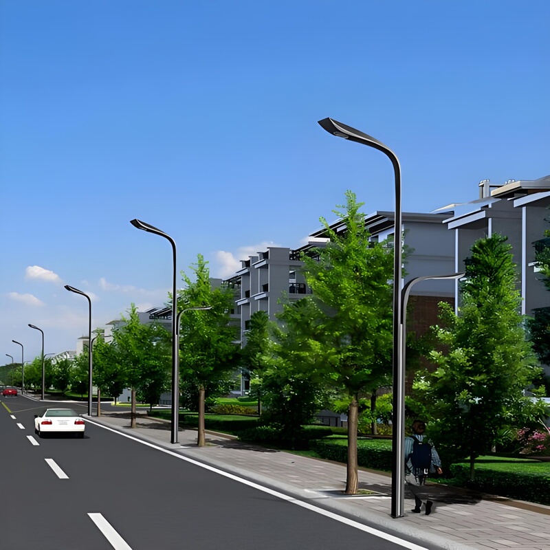 Double-Headed Street Light with High and Low Arms, Outdoor Led Iron Profile Light, Residential Villa Courtyard Light, Square Park Road Light