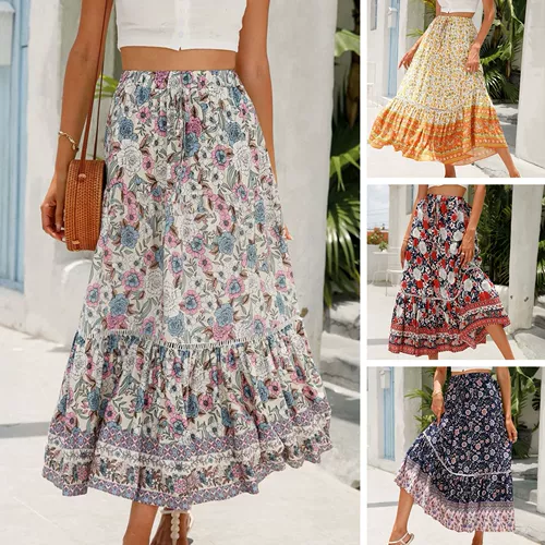 Женская юбка пледа макси юбка с большой пляжной юбка Bohemian