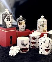 Italian Fornasetti soy scented candle ceramic colorful actresss colorful red lip painting home comfort aid