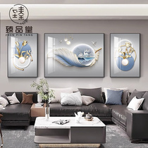 Light Extravagant Deer Living Room Decoration Painting Atmosphere Mural Good Parable triptych High-end Feather Sofa background wall hanging painting