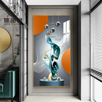 Entrance to the family Xuanguan Decorative Painting Modern Brief About Vertical Version Veranda Backdrop Wall Crystal Porcelain Mural Light Extravagant Atmosphere Hung Painting