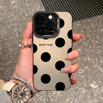 Korean trendy brand suitable for Apple 15promax mobile phone case black polka dot iPhone14plus creative new style simple personality 11 laser niche 13Pro internet celebrity model anti-fall hard