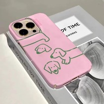 Korean trendy brand suitable for 15PRO Apple iPhone13 film mobile phone case 14promax simple plus funny dog 12 hard XS cute cartoon sausage new female model
