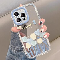 Korean trendy brand ins tulip mirror suitable for Apple 15promax mobile phone case new iphone14 internet celebrity 15pro couple 13 anti-fall 12pm transparent 11 niche