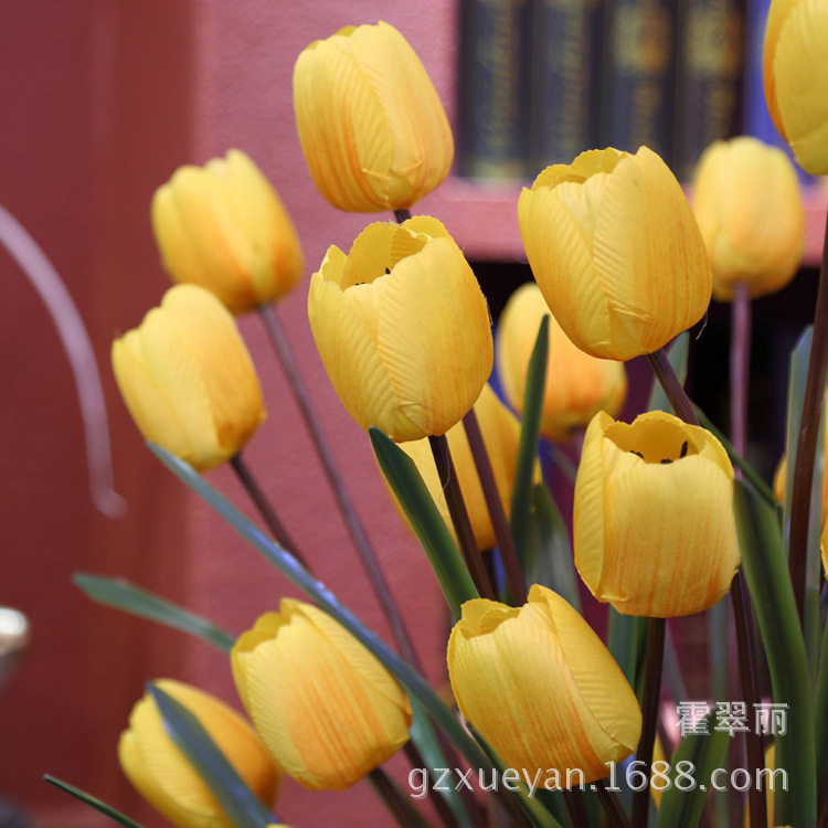 Olifei hot simulation 5 heads tulip home decoration wedding celebration single - triple tulip fake flowers