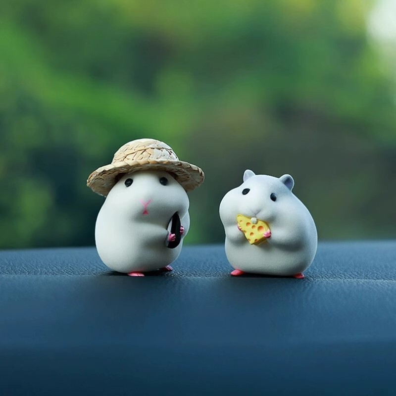 Foodie Hamster Car Ornament, Window-Side Car Interior Decoration, Cute Mouse Doll, Car Dashboard Decoration