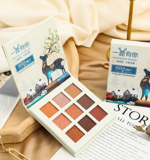 Han Lui Deer Have You Nine Color Eye Shadow Pan Waterproof Sweat Protection Unseasonated Eye Shadow Earth Students Affordable National Color Makeup