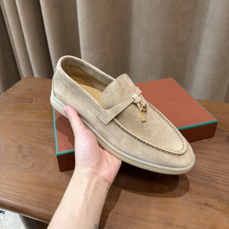 Lp Loafers Genuine Leather Slip-On Shoes for Men, Super Soft Suede Tassel Buckle Shoes for Women, Old Money Style British Single Shoes