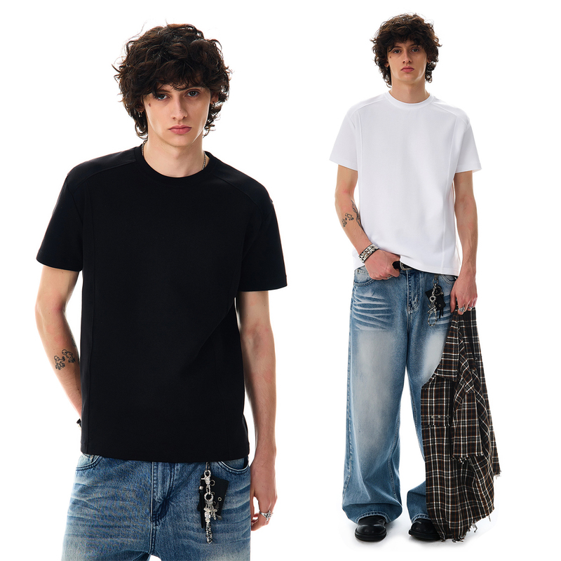 Oevb Sorona Cool Fabric Deconstructed Short Wide-Fit Short-Sleeve T-Shirt for Men and Women Summer Regular Shoulder Top Summer Oevb Sorona Cool Fabric Deconstructed Short Wide-Fit Short-Sleeve T-Shirt for Men and Women Summer Regular Shoulder Top Summer