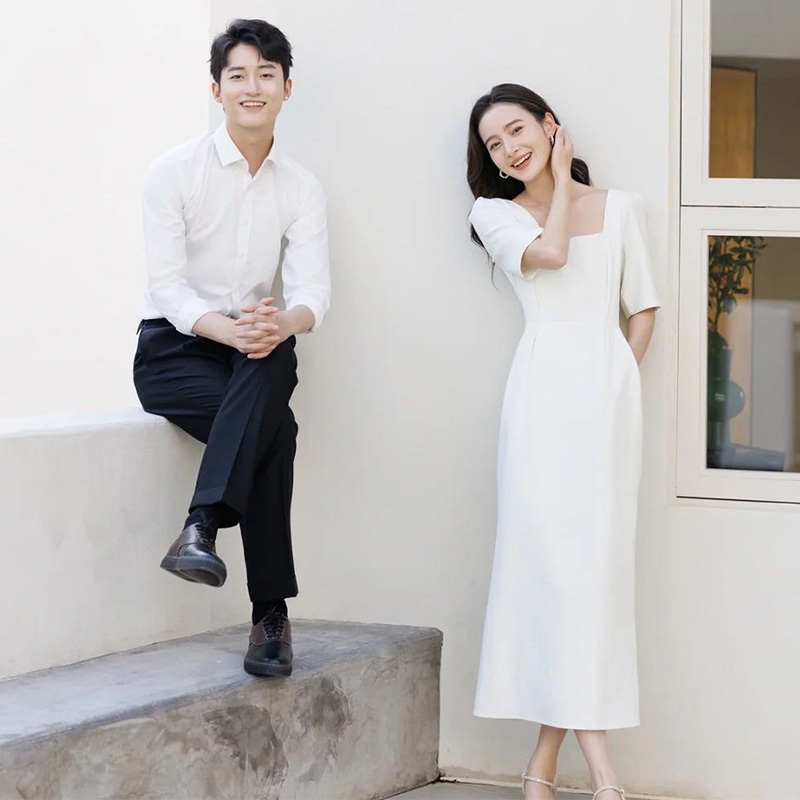 Retro white wedding dress, french style, suitable for teen Retro white wedding dress, french style, suitable for teen