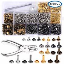 480 sets of double-sided rivets with 4 installation tools leather stud decorative buttons double-capped rivets for cross-border supply