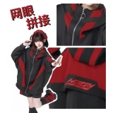 [Виртуальный возраст] горячий сестренка Litto Morning Jacket, серо -белая красная и черная вода цвет