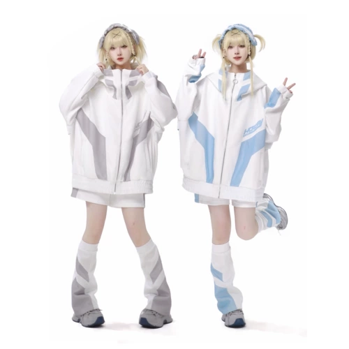 [Виртуальный возраст] горячий сестренка Litto Morning Jacket, серо -белая красная и черная вода цвет