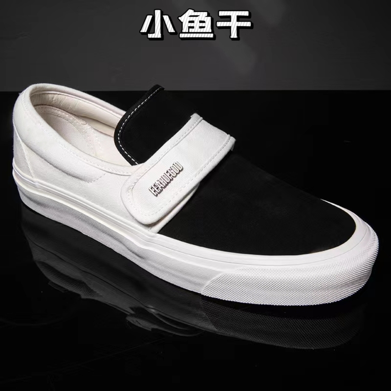 Self-Designed Fog Quanzhou Black and White Slip-On Printed Plaid High Street Velcro Vulcanized Sole Versatile American-Style Canvas Shoes