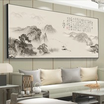 Tea room hanging paintings Chinese calligraphy and painting office landscape landscape Chinese painting living room tea table background wall decoration mural