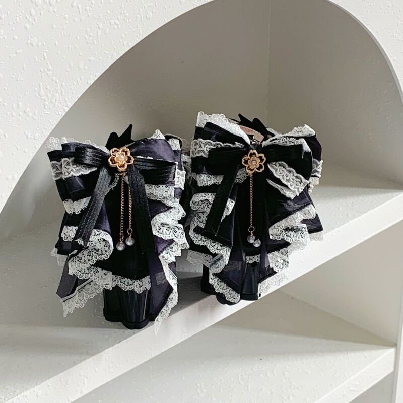 New Lolita High Heels, Bird Feather Wedding Lolita Shoes, Cherry Blossom Heels, Bow Lace, Sweet and Elegant Shoes