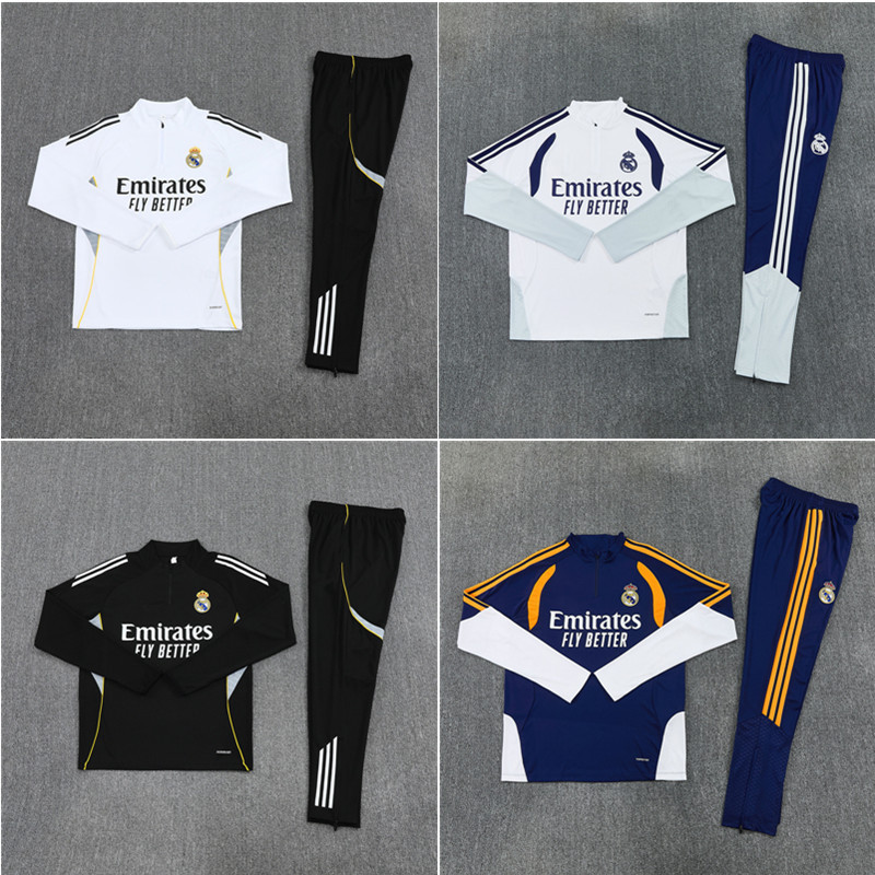Real Madrid Football Training Uniform Long-Sleeved Jersey Autumn and Winter Half-Zip Quick-Drying Sports Adult and Children's Competition Suit Team Uniform Real Madrid Football Training Uniform Long-Sleeved Jersey Autumn and Winter Half-Zip Quick-Drying Sports Adult and Children's Competition Suit Team Uniform