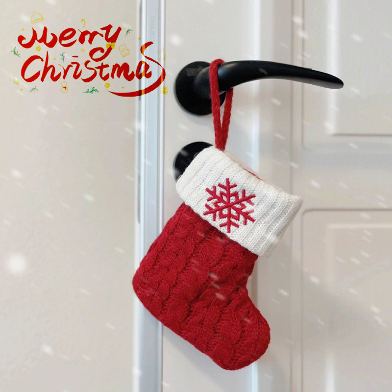 Christmas Red Letters Socks Gift Bag Gift Box Christmas Tree Decoration Hanging Wool Thread Knit Festive Socks-Taobao