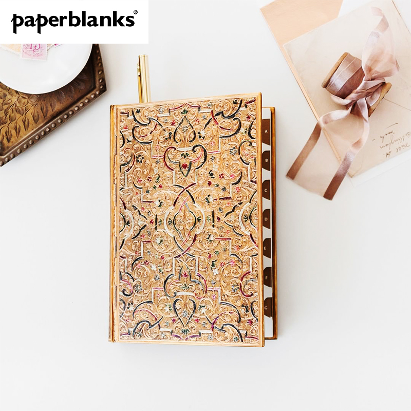 paperblanks inlaid Jintou notebook Imitation Gold Insert Retro Thickening Hard Face Universal Day Note Book A6 Horizontal Wire No Acid Paper Inner Page Creative Tide Gift Hands B5 Hard face Transcript