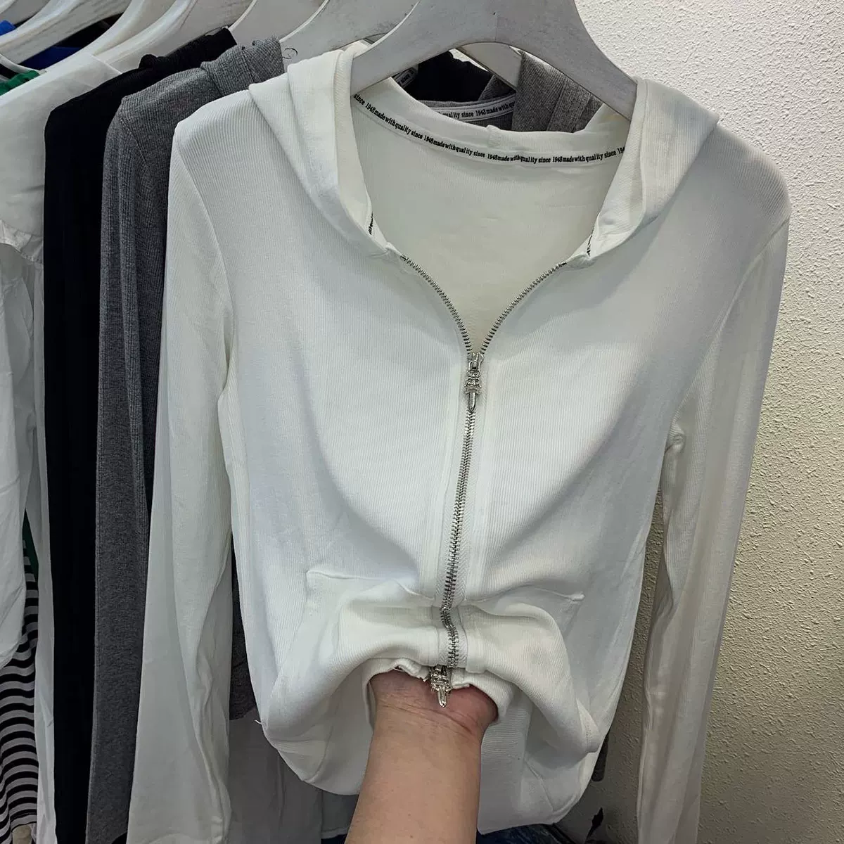 Осенний кардиган с капюшоном и молнией, жакет, длинный рукав, коллекция 2023