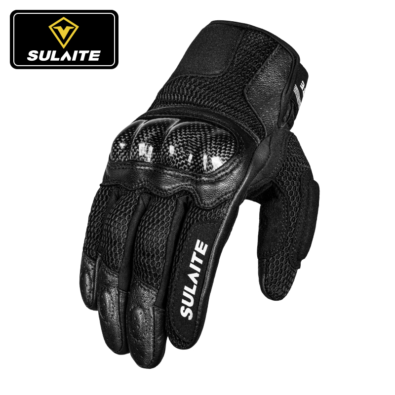 Speed ​​Wright Four Seasons Motorcycle Gloves Genuine Leather Breathable Carbon Fiber Anti-Fall Mesh Thin Section Full Fat Knight Equipment Men