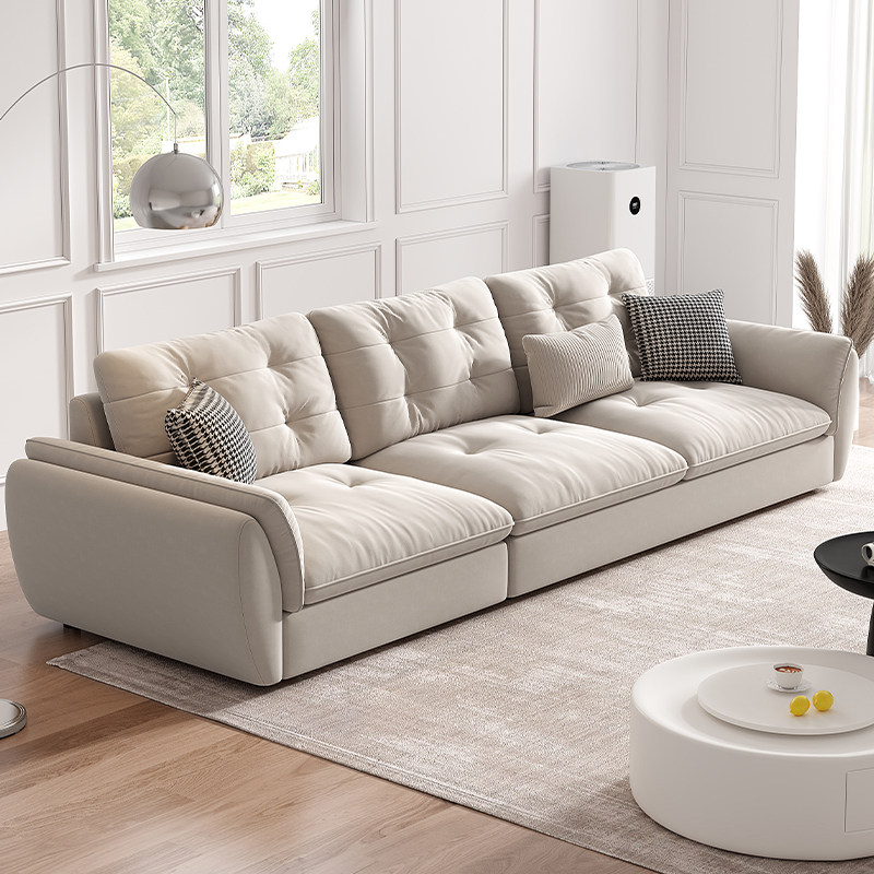 2025 новый тканевый диван в кремовом стиле с технологией cream style для гостиной небольшой квартиры, современный минималистичный легкий роскошный диван-кровать cloud Изображение 1