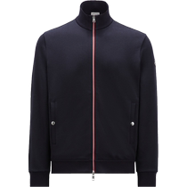 Moncler Mens Cotton Fleece Tricolor Trim Zip Sweatshirt