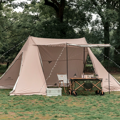 Горный гость покрывает небо｜Укрытие 4,5 м｜Оксфордская ткань с серебряным напылением + снежная юбка Многоместная уличная палатка с отверстием для дымохода