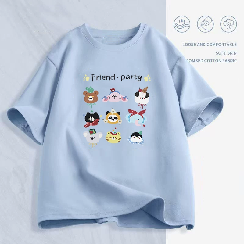Футболка унисекс oversize с круглым воротом и коротким рукавом, летняя с мультяшным принтом, размеры M–2XL