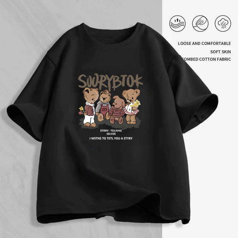 Футболка унисекс oversize с круглым воротом и коротким рукавом, летняя с мультяшным принтом, размеры M–2XL