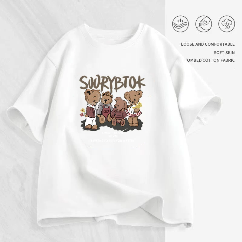 Футболка унисекс oversize с круглым воротом и коротким рукавом, летняя с мультяшным принтом, размеры M–2XL
