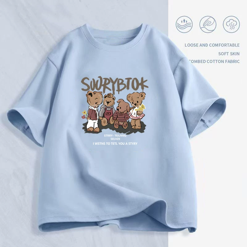 Футболка унисекс oversize с круглым воротом и коротким рукавом, летняя с мультяшным принтом, размеры M–2XL