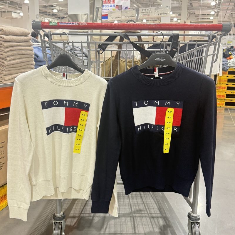 Suzhou Kaishi Ke Tommy Hilfiger Tommy Women's Pure Cotton Long-Sleeved Round-Neck Knitwear Autumn and Winter Women's Knitwear Suzhou Kaishi Ke Tommy Hilfiger Tommy Women's Pure Cotton Long-Sleeved Round-Neck Knitwear Autumn and Winter Women's Knitwear