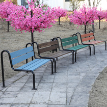 Outdoor Embalming Wood Park Benches Real Wood Benches Outdoor Patio Casual Endless backrest Square Garden Cast iron