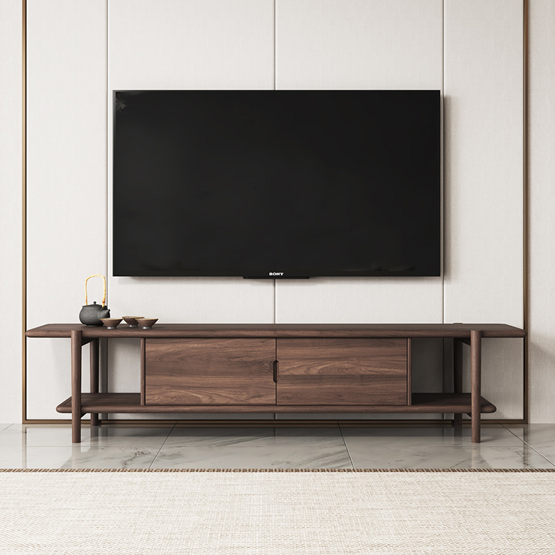 New Chinese North American Black Walnut Wood TV Cabinet Living-size Mantra Minimalist Modern Home Locker-Taobao