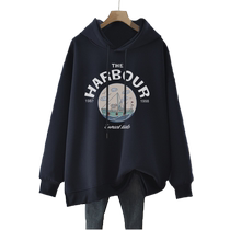 2022 New Maternity Hooded Sweatshirt Mid-Long Korean Style Loose Casual Large Size Top Velvet Thickened Autumn and Winter