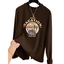 2024 new style pregnant womens spring autumn and winter brushed thickened bottoming shirts long-sleeved T-shirts and foreign-style tops to wear outside