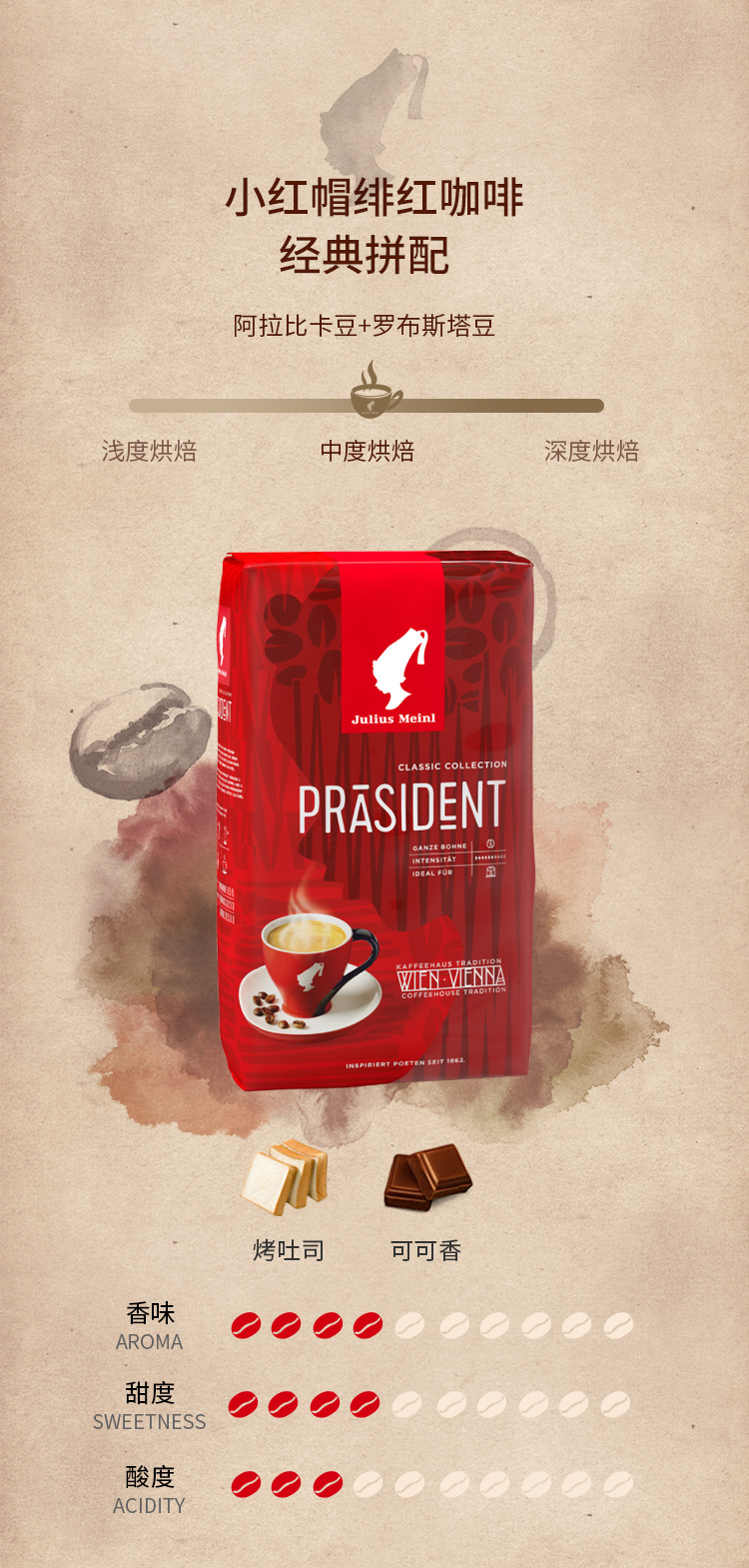 Julius Meinl 小红帽 绯红年华 咖啡豆 500g 双重优惠折后￥69包邮