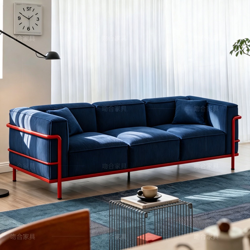 New Bauhaus Mid-Century Style Le Corbusier Leather Sofa Living Room down Lc3 Fabric Sofa Small Apartment