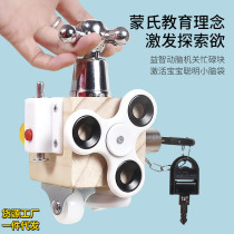 Cross - border toys Amazon Wooden Children Early Teach Yizhi Open Lock Unlock Busy Block for Baby