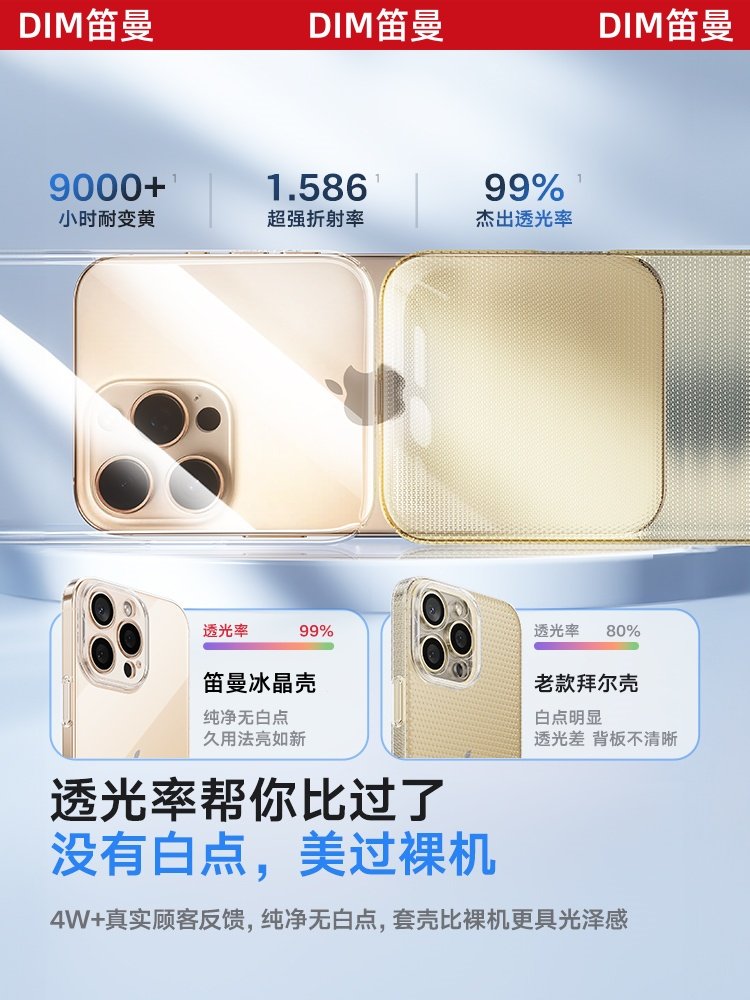 [German Ar Anti-Reflection Ice Crystal]Diman Is Suitable for 16Promax Phone Case, 15 Protective Cover, New 14Pro/17Pm Transparent Pc Full-Cover Anti-Drop Ultra-Thin Case for Men and Women